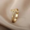 Vintage Jesus Cross Rings For Women Men Gold Color Stainless Steel Jesus Cross Adjustable Ring Religious Party Jewelry Gift