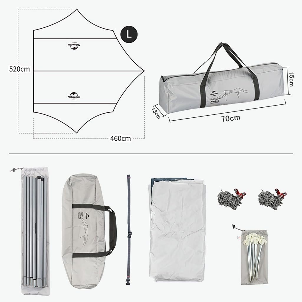 Naturehike Kempingová plachta Vodotěsná Lehká markýza pro stany Kempingová podložka s úložným vakem Hexagon Voděodolná sluneční clona Venkovní sluneční clona Camping Sun