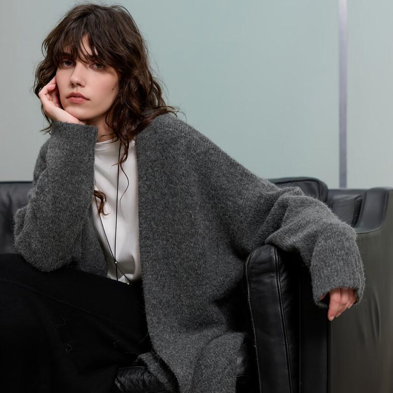 

Sancai Women s Mid-Length Loose Knit Cardigan L