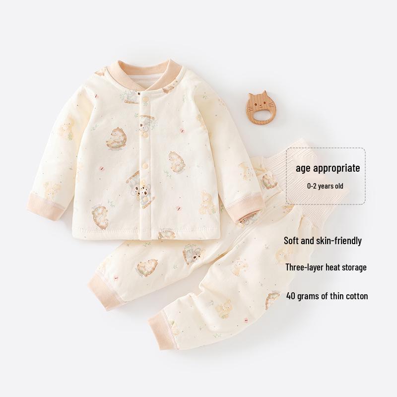 40g Baby Baumwollunterwäsche & Pyjama-Set - Hohe Taille, Bauchschutz, Herbst/Winter Wärme