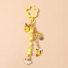 Cute Enamel Flower Bee Keychain Handmade Beaded Key Ring Pendants for Women Girls Handbag Decor DIY Key Chain Jewelry Gifts