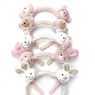 Mno Soft Winter Checked Teddy Bear Rabbit Doll Girls' Headbands 5 Types