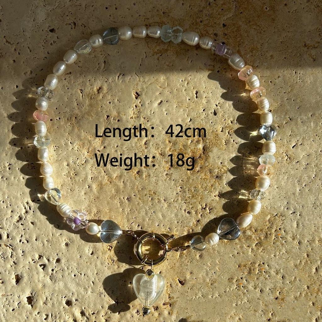 Glazed Love Bow Handmade Beaded Collarbone Chain Stainless Steel Color Retention