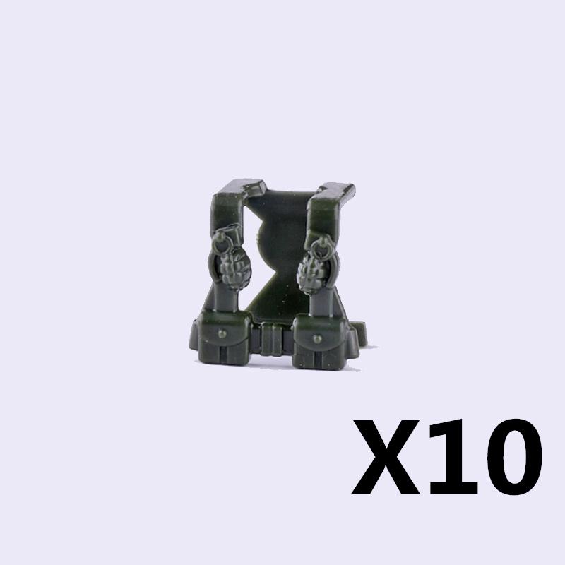 MOC Militärfigur Zubehör Bausteine Alpha SWAT Helm Weste Rucksack Knieschoner Nachtsichtgeräte Steine Spielzeug K017