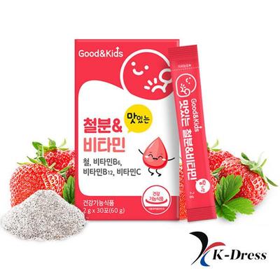 Good & Kids Delicious Kids Železo & Vitamín Jahodová příchuť 30 sáčků, 1 krabice