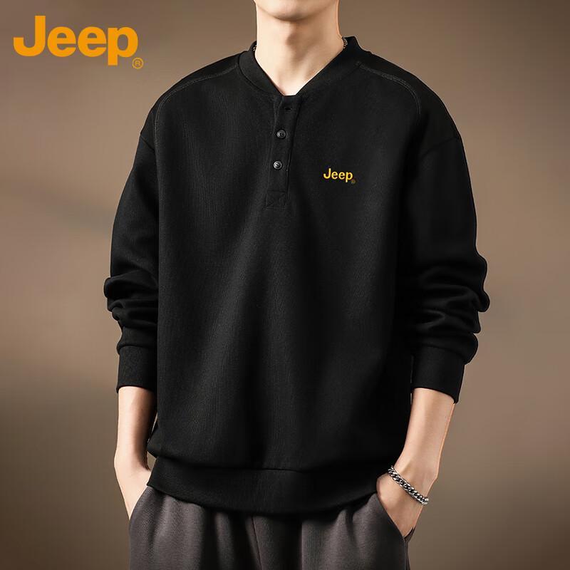 JEEP Men's Henley Long-Sleeve Casual Top