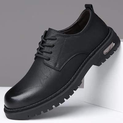 Fashion Men's Low-cut Work Shoes Spring Autumn Vintage Business Casual Cow Leather Shoes Male Thick Soled British Ankle Boots for Men