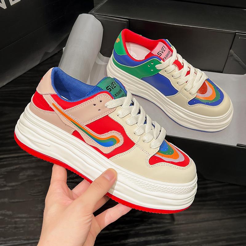 

Little White Shoes Spring Hot Items Western-style Mandarin Duck Color Casual Board Shoes Thick Sole with Increased Height Versatile Women s Shoes 40