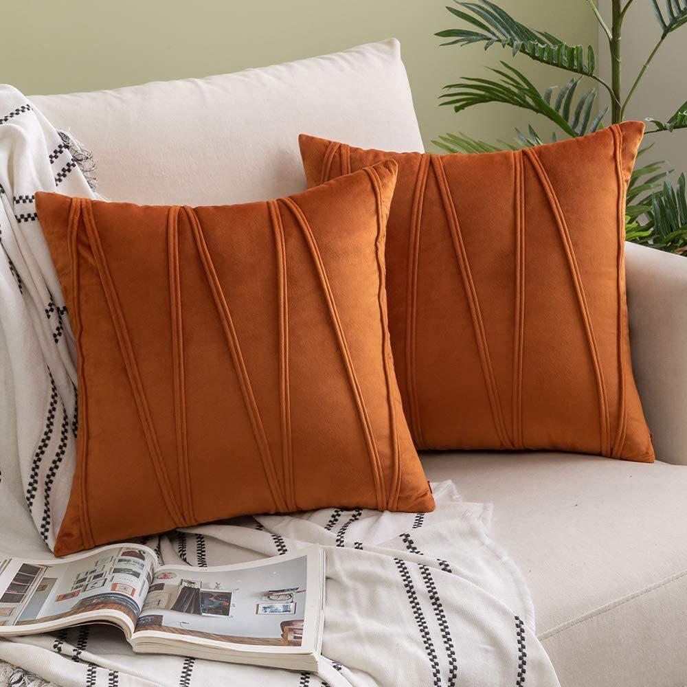 Velvet Sofa Cushion Plush Model Room Pillow Ins Solid Color Twill Pillow Case Office Bedside Pillow