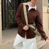 American Retro Solid Color Knitted Cardigan Autumn Winter Stylish Zipper Men's Clothing O-Neck Casual Loose Long Sleeve Sweaters