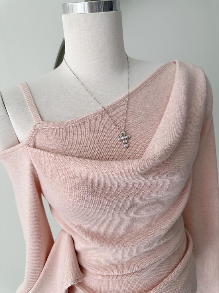 Shasha One-Shoulder Draped Off-Shoulder Women's Spring Knit 3 Colors