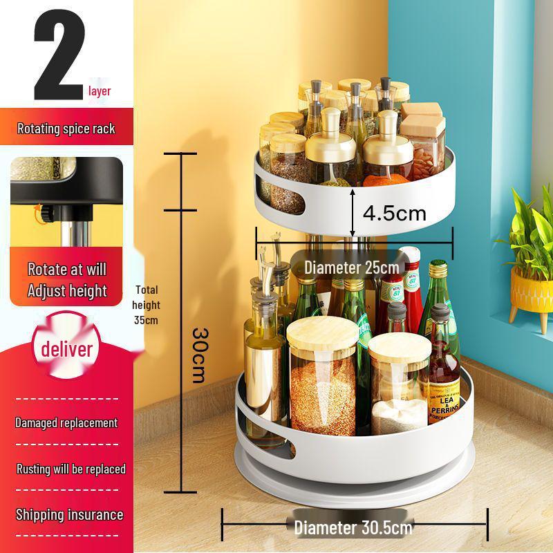 Modern Minimalist Rotating Spice Rack - Kitchen Organizer Shelf
