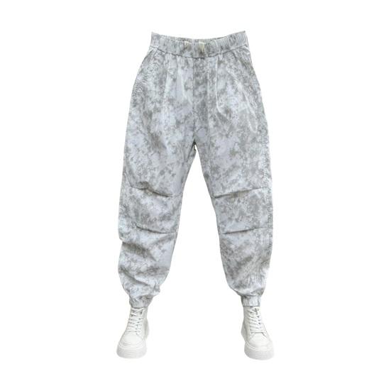 

Чоловічі брюки-карго. Мішкуваті штани-джоггери. Штани-шаровари з принтом і великими кишенями для спортивної вулиці. M білий