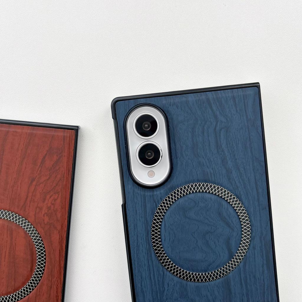 Applicable To Samsung Z Fold8Ultra Mobile Phone Case Wood Grain Magnetic Suction ZFlip8 Folding Matte Zflip7 Protective Case