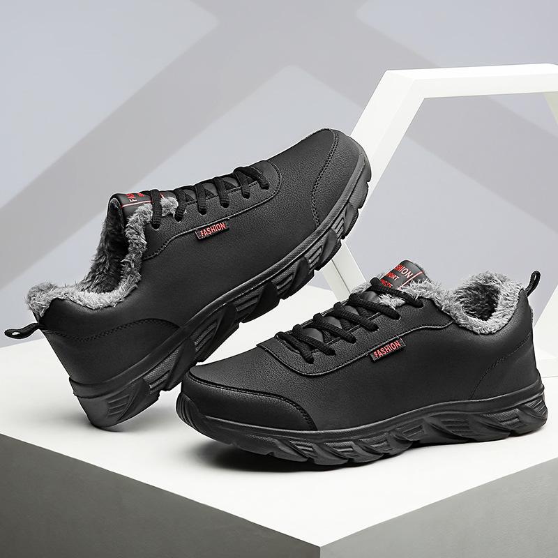 Cotton shoes men's velvet leather surface casual sports shoes large size winter shoes warm shoes men's running shoes