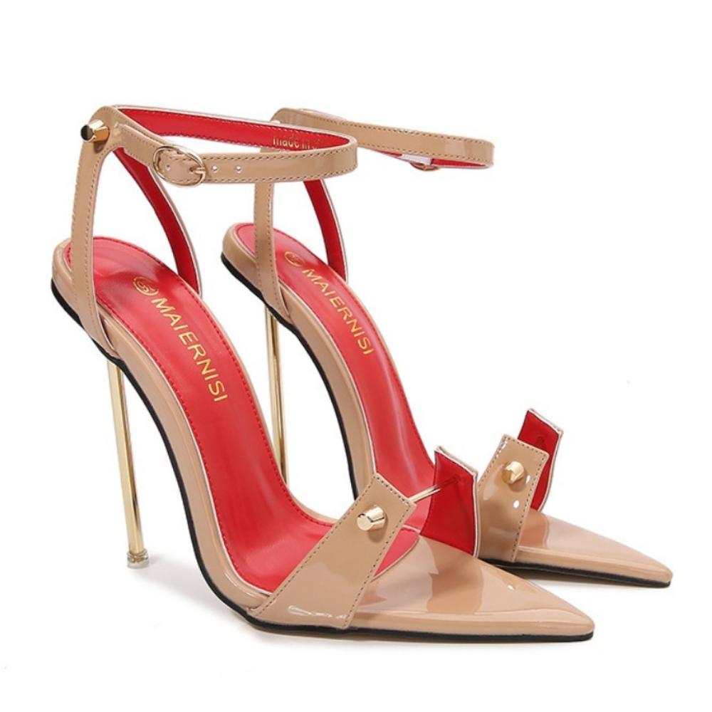 12cm Nuevos Zapatos de Salón Metálicos para Mujer con Tacón Fino de Aguja y Punta Fina, Calzado Poco Profundo de Talla Grande Para Espectáculo en Escenario Cosplay Sesión de Fotos WZ-A13-80