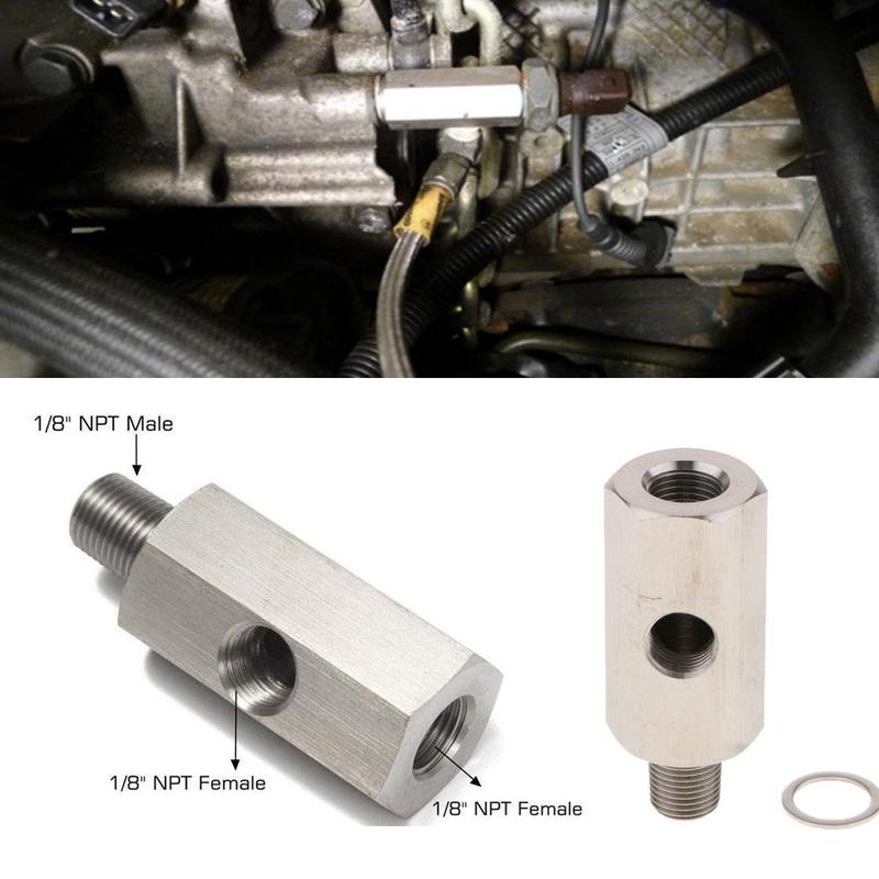 Car BSPT Oil Pressure Sensor Turbo Charger Supply Feed Line Gauge Stainless Steel for Auto Repair