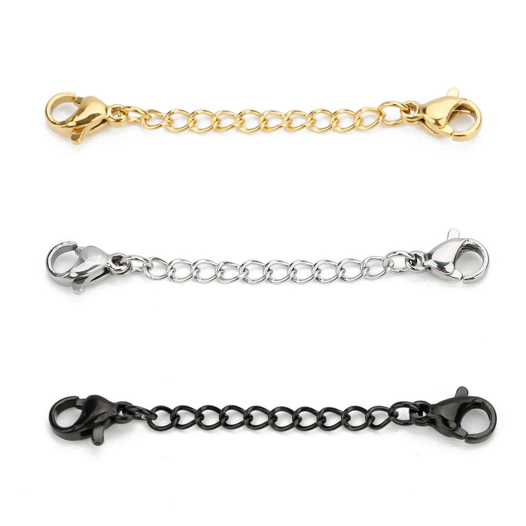 Louleur 5Pcs Stainless Steel Extension Chains With Lobster Clasp Necklace Extender Chain Extended Tail Chains For Diy Bracelet