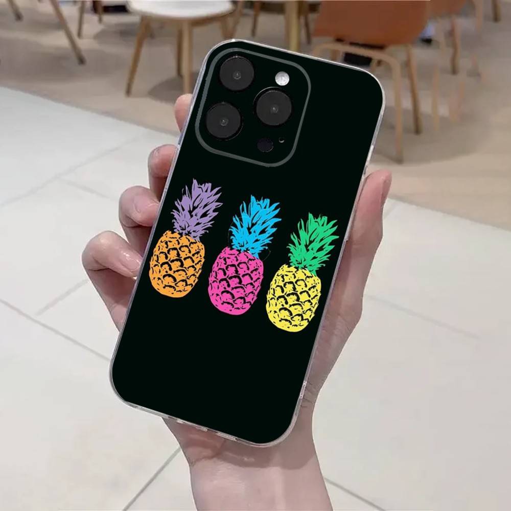 Fruit Pineapple Phone Case For iPhone 16,15,14,13,12,11 Plus,Pro,Max,XR,XS,X,7,8 Plus,SE,Mini Transparent Soft Cover