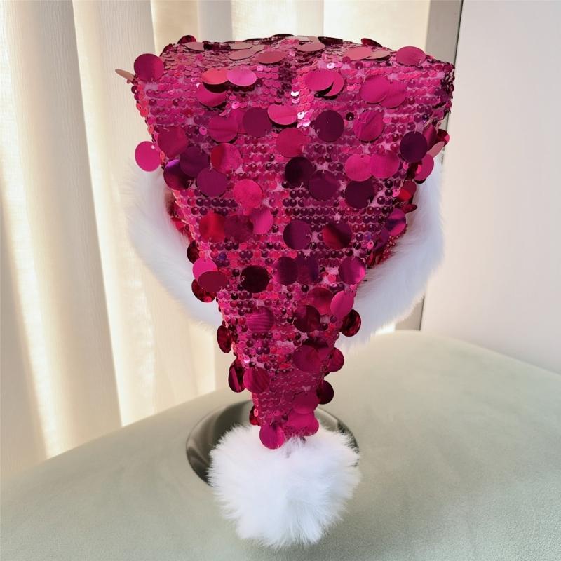 Christmas Hats for Holiday Celebration Festival Props Hat All Age Small Large Sequined Santa Caps Party Gathering Headwear