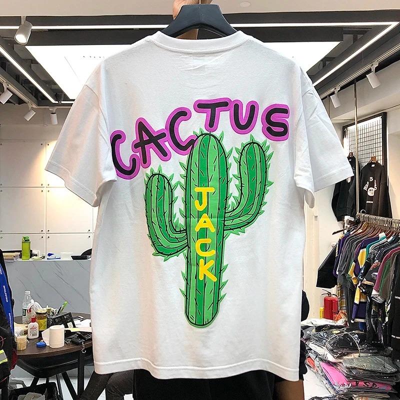 Luxury Cactus Jack Hip Hop Tshirts Travis Men s Hip Hop Cotton T-Shirt Streetwear Tee Top S
