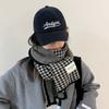 High-End Korean Style Houndstooth Knit Scarf: Warm, Thick, Autumn & Winter Accessory for Students & Couples