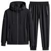 Herren Frühling/Herbst Locker sitzendes Freizeit-Sportset: Langärmliges Kapuzen-Sportshirt + Sporthose Übergröße Zweiteiliges Set