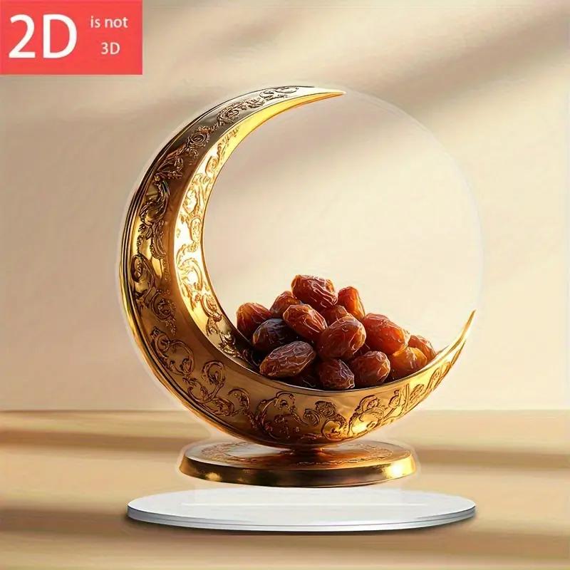 1 Stück 2D Vollmond Ornament Multifunktionales Desktop-Decora Geeignet für Heim-DecoraFestgeschenke und muslimische Ramadan-Feier