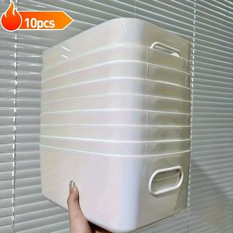 5pcs Stackable Storage Box Set Rectangular Plastic Organizer Containers Durable Reusable for Kitchen Bathroom Dorm Essentials