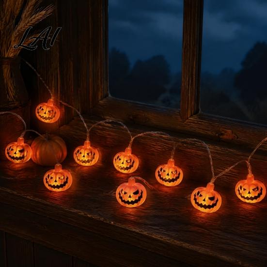 Easy Install Hanging Lights Halloween String Lights 10/20 LED Spooky Pumpkin Ghost Fairy Light Battery Operated for Indoor Outdoor Home Yard