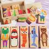 Puzzles Wooden For Toddlers Vibrant Multi-Colored Animals Zoo Matching Game Wood Peg Puzzles For Baby Kids Educational Learning Toys Gift