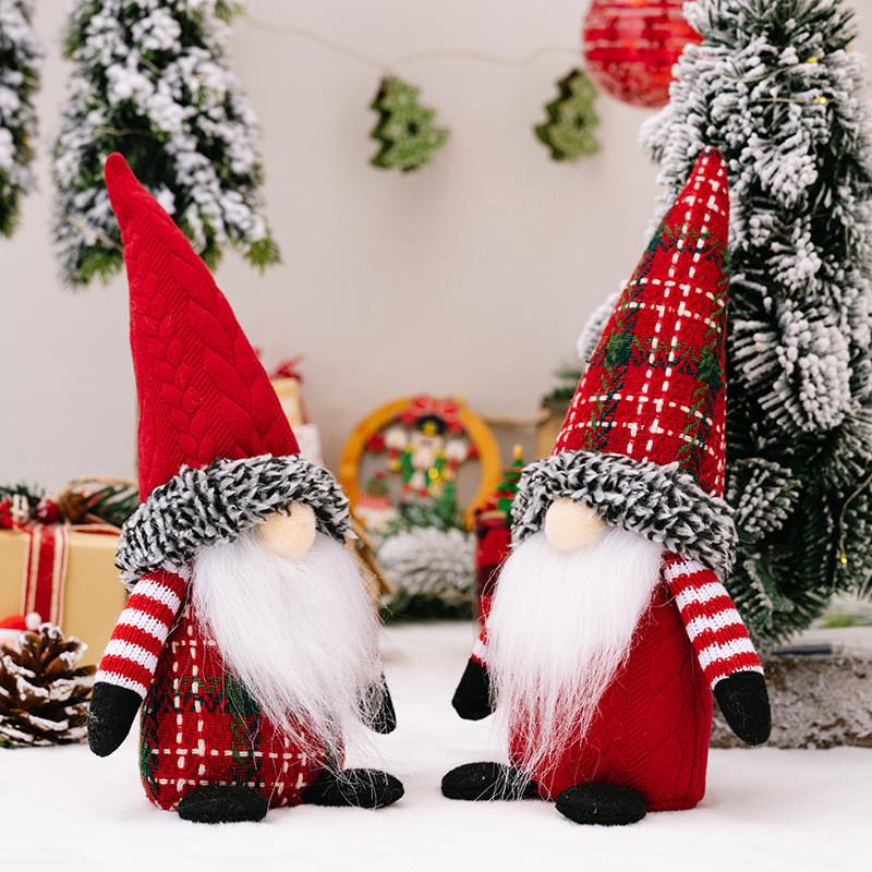 Christmas Enchanting Gnome Decorations With Festive Striped Outfits For Atmosphere Cozy