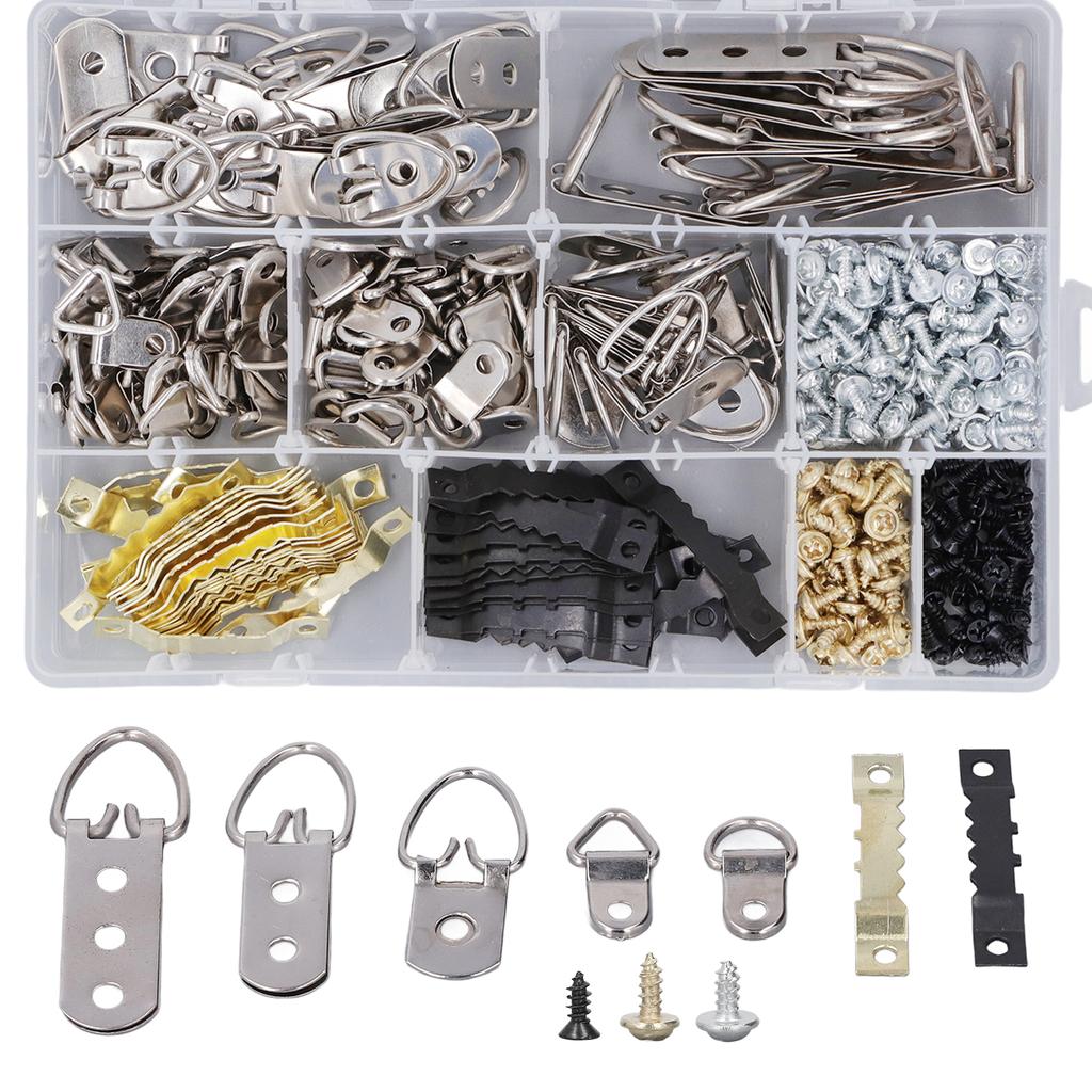 Bilderaufhänger-Set Schwerlast Sortiert Rahmenhaken mit Schrauben Transparente Box 7 Modelle