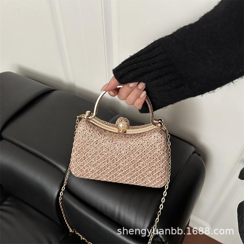 new chain bag, dinner cheongsam handbag bag, shoulder messenger bag, high-end sense, small fragrant temperament