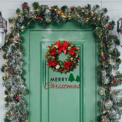 Christmas Wreath Wall Sticker Decoration Art Removable Beautiful Portable Xmas Decal PVC