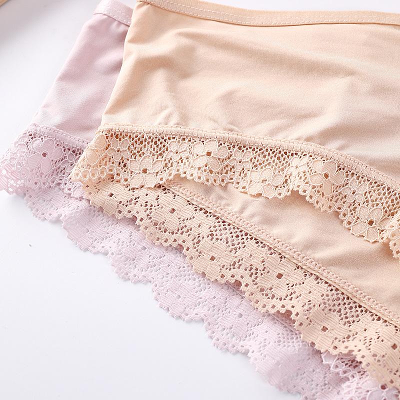 2pcs/lot Crossed Triangle Panties for Women's Sexy Lace Edge Pantie Mid Waist Bow Women Underwear