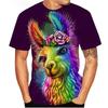 Alpaca Children's T-shirt with Interesting Animal Patterns Casual Loose Personalized Round Neck Short Sleeved Shirt