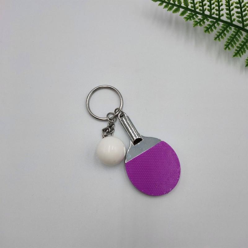 Playing Table Tennis Metal Key Rings Hanging Decorations for Key Backpacks Pingpong Keychain Keyrings Pingpong Key Chain