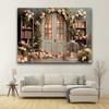 2D Vintage Door Floral Tapestry, Pink Rose Arch Backdrop for Wedding, Bridal Shower, Engagement & Photoshoot