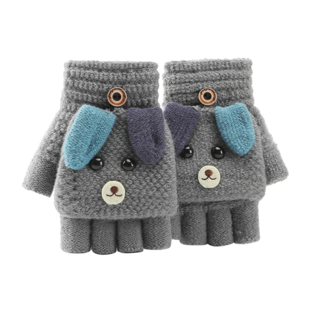 Soft Convertible Flip Top Gloves Kids Baby Winter Warm Knit Fingerless Mitten