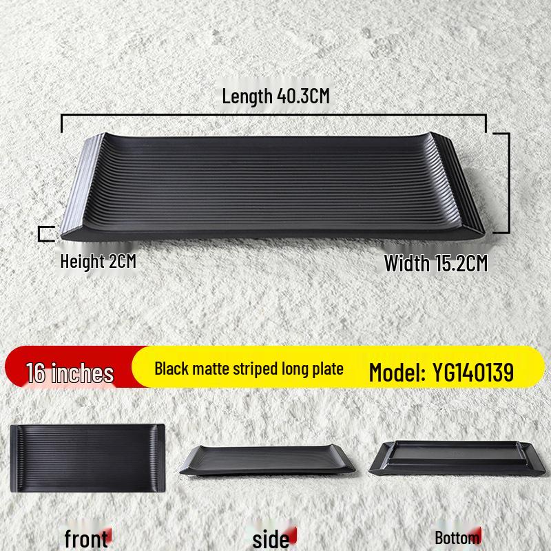 Black Matte Rectangular Japanese Sushi & BBQ Plate