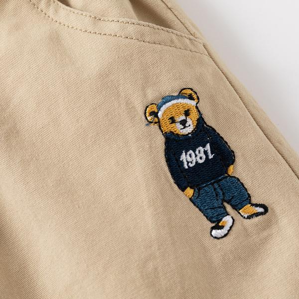 Kinder Sommer Fünfviertelhose Jungen Bestickter Teddybär Freizeitshorts Lockere Shorts Trendig