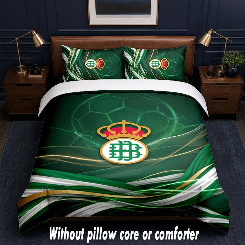 Real Betis Football Design Bed Bedding Set 1 Duvet Cover + 2 Pillowcases Soft Breathable Household Bed Linens
