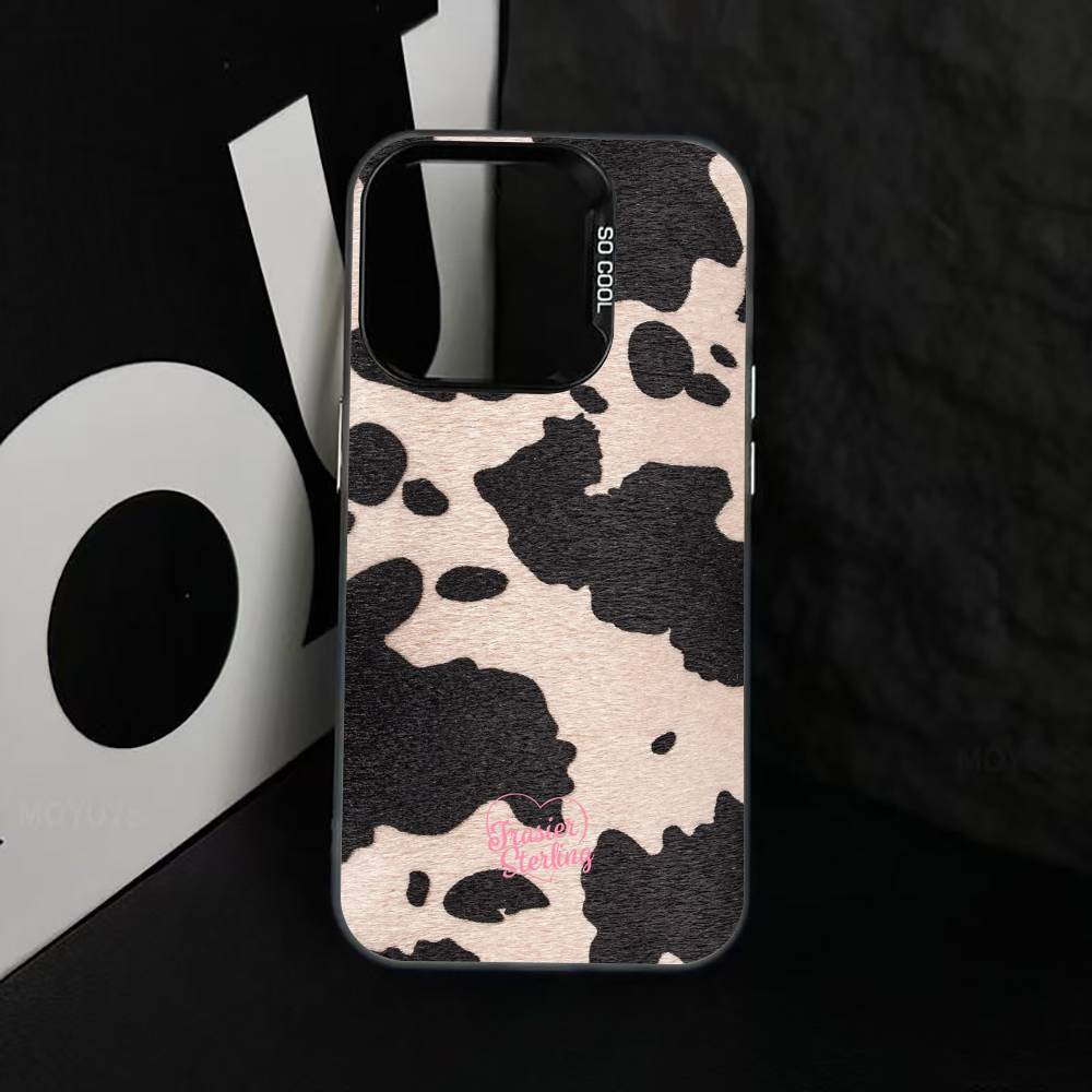 Coque de téléphone imprimé vache pour iPhone 17,16,15,14,13,12,11 Plus,Pro Max,XS,Coque de téléphone argentée colorée Funda Cover