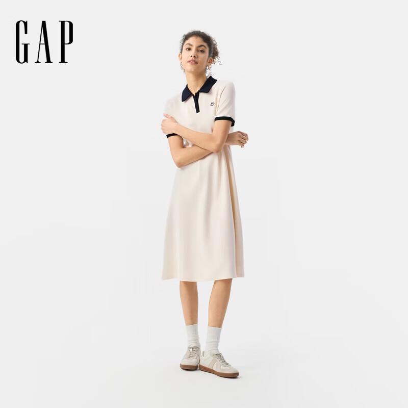GAP Women's Classic Embroidered Logo Pleated Waist Maxi Dress