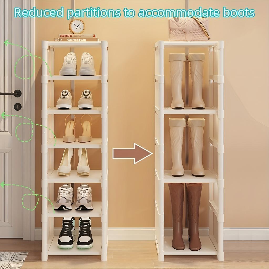 Metal Frame Shoe Rack Multi-Tier Fabric Shelves Space Saving for Sneakers Sandals Entryway Easy Assembly Holiday Storage