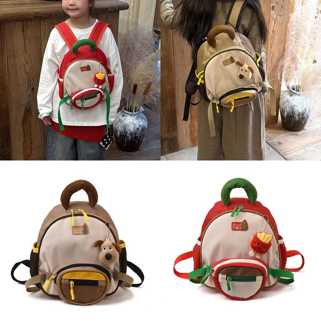 Backpack With Preschool Dog Pendant Curved Shoulder Straps For Comfortable Wear
