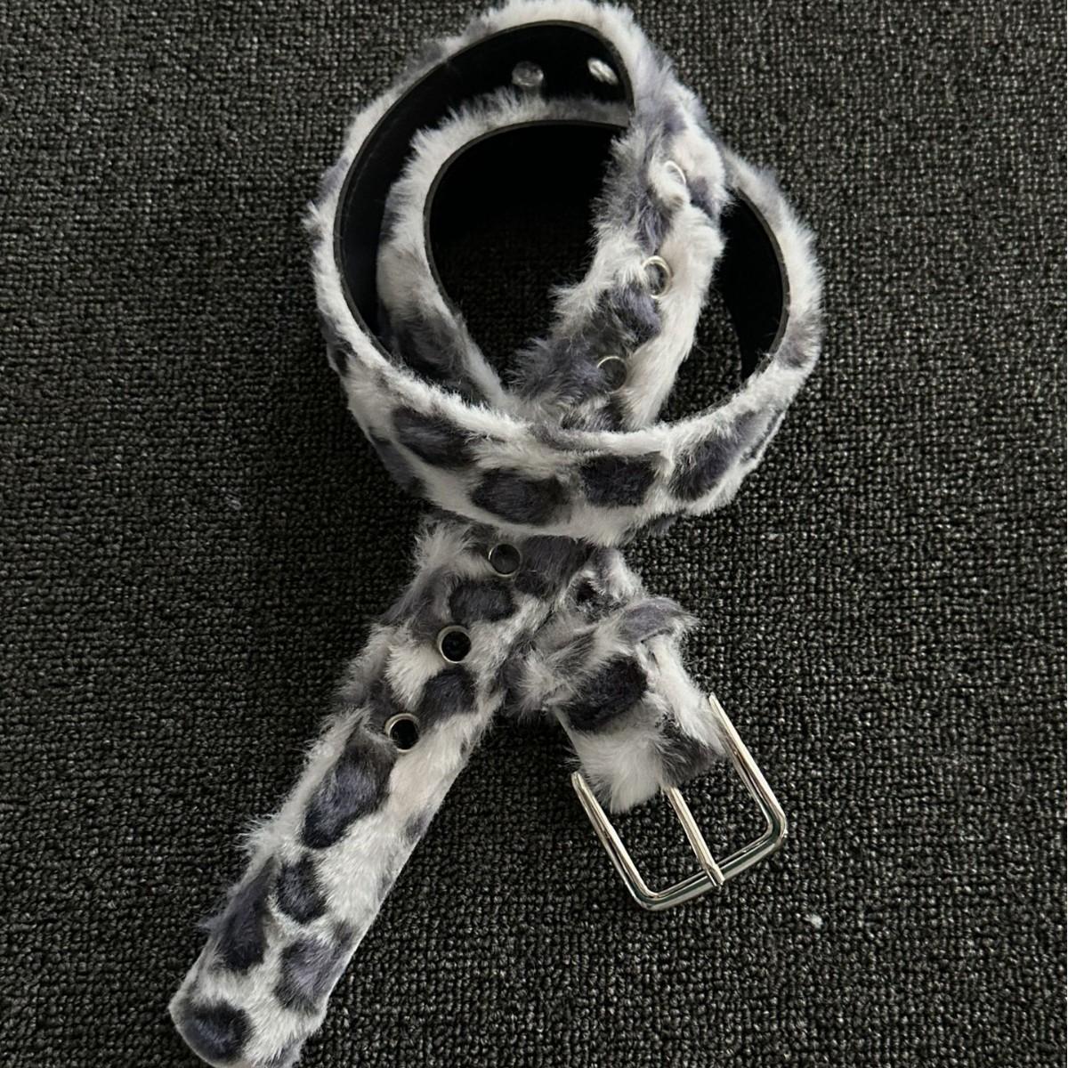 Leopard Print Plush Millennium Style Belt, Niche Y2k Design, Punk Style Street Pants, Waist Chain, Fashionable Needle Buckle Belt