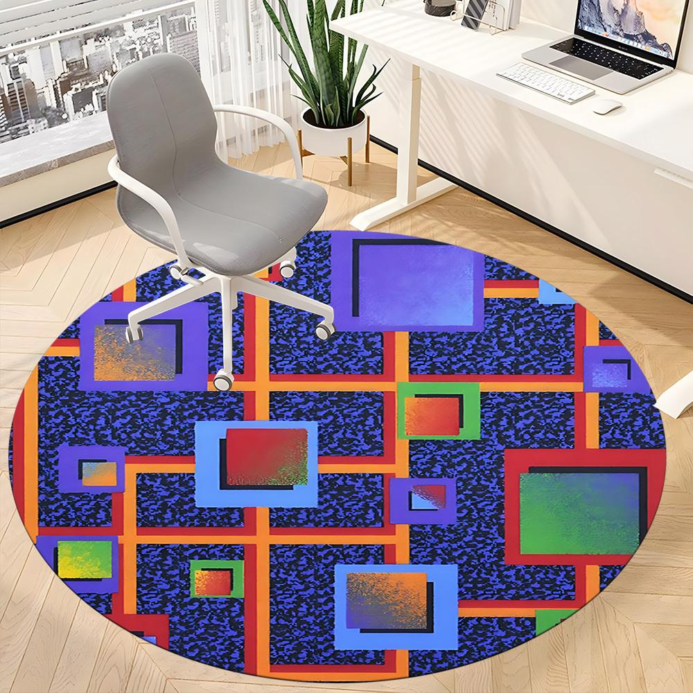 1pc Abstract Geometry Chair Carpet for Office, Non slip, Soft and Durable Office Rug