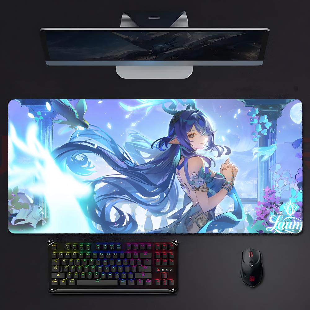 Game Graceful Genshin Impact Lauma Mouse Pad Large Gaming Mousepad With Stitched Edges Thickened Desk Mat Pc